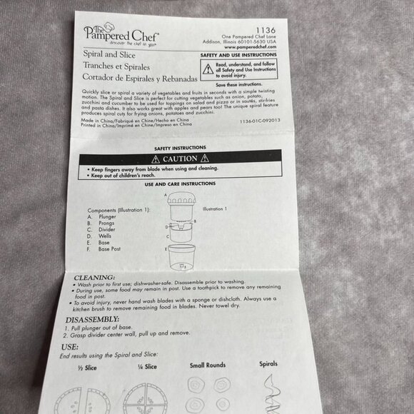 The Pampered Chef Spiral & Slice Spiralizer Kitchen Tool #1136 - Picture 7 of 9